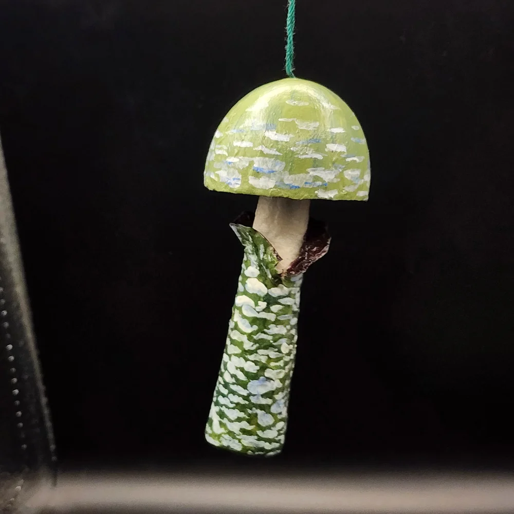 Hand Crafted Green Mushroom Hanging Decor Ornament